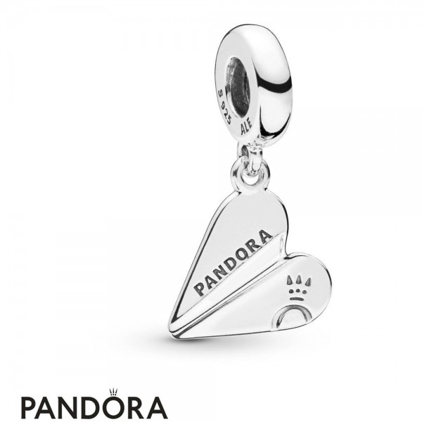 Pandora Heart Paper Plane Dangle Charm Sterling Silver